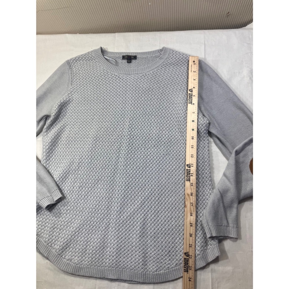 Lety & Me Womens Gray Textured Crew Neck Sweater With Elbow Patches Size‎ L - Picture 2 of 7